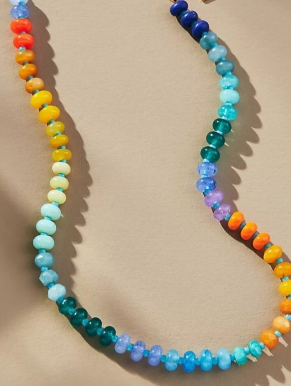 NEW! Anthropologie Rainbow Multicolor- Beaded Gold Necklace